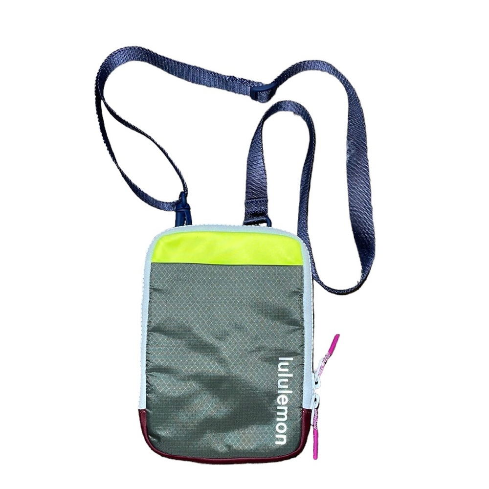 Lululemon Athletica Grey, Neon Yellow & Purple Crossbody Pouch